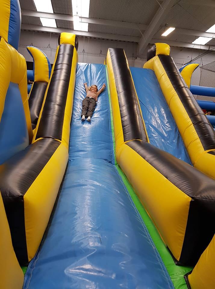 Sliding into fun in the ball area!